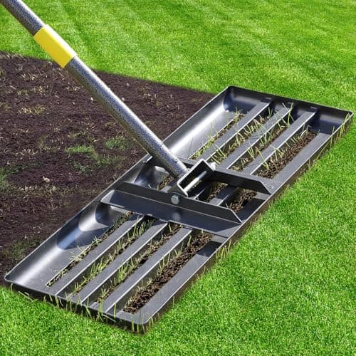 Lawn Leveling Rake - Heavy Duty 30"x10" Stainless Steel Leveler Plate,Reinforced Welds,28-60" Adjustable, Anti Flipping Smooth Edge,for Soil, Dirt,Ground,Yard Top Dressing,Landscaping - Image 1