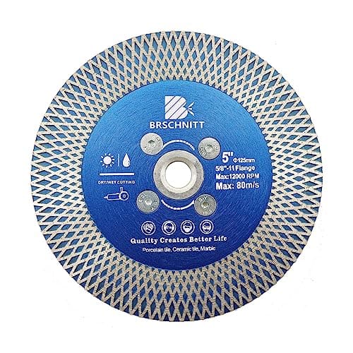 Diamond Porcelain Tile Saw Blade - BRSCHNITT 5" Super Thin Diamond Cutting Grinding Disc with X Teeth with 5/8 Thread for Ceramic Tiles,Granite,Marble Angle Grinder Circle Saw Blade - Image 1