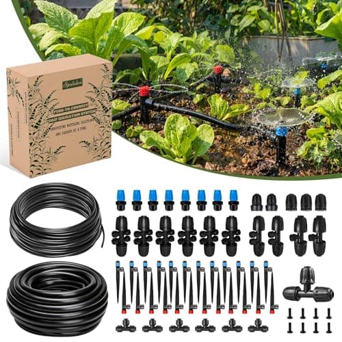 Spalolen Drip Irrigation System Push-to-Connect Garden Watering System Kit for Raised Beds, Expandable DIY Drip Irrigation Kit with 1/2" & 1/4" Tubing, Adjustable Emitters, Leak-Proof Connectors - Image 1