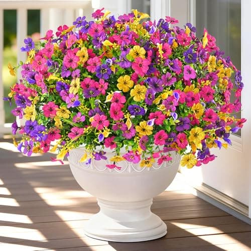 BLEUM CADE Artificial Flowers for Outdoors, 14 Bundles Faux Plants Outdoor Artificial Flowers for Decoration, UV Resistant Fake Flowers Artificial Plants & Flowers for Outdoors Garden Decor - Image 1