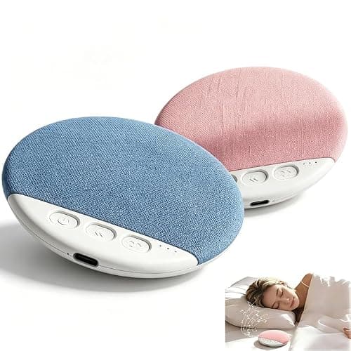 WIILGN Sleep Pillow Speaker, 2 Pack Pillow Speaker with White Noise Timer, Flat Design Sleep Aid Speaker with Stereo Bass, Adult & Child Pillow with Built-in Private Sleep Earbuds (Blue + Pink) 1