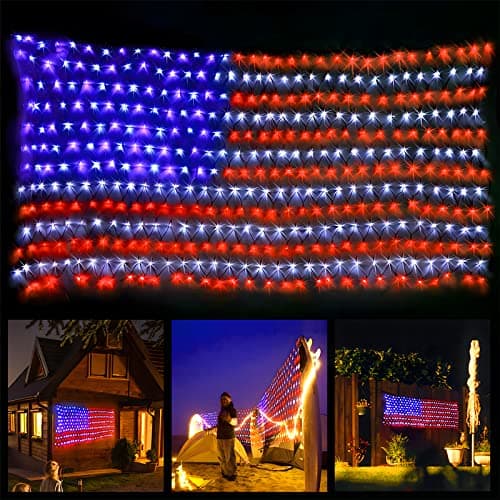 XTF2015 Led Flag Net Lights of The United States, American Flag Lights, Waterproof American Flag String Light for Outdoor, Independence Day, Memorial Day, Decoration, Garden, Indoor and Christmas - Image 1