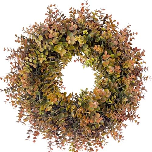 HipTree 18 Inch Fall Boxwood Wreath for Front Door, Artificial Autumn Harvest Greenery Wreath with Orange Leaves, Thanksgiving Farmhouse Porch Wall Decor, All Year Round Indoor Outdoor DIY Wreaths - Image 1