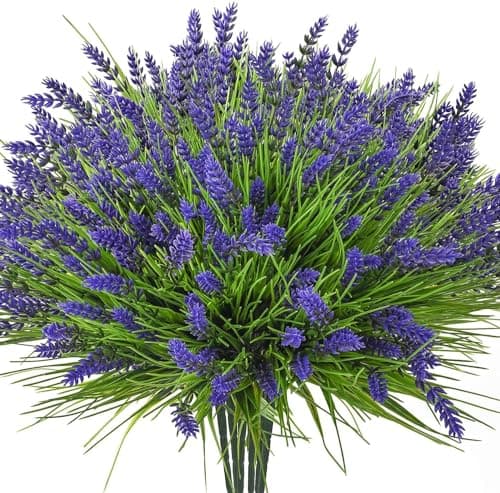 maxkes Artificial Plants Outdoor, 24PCS Lavender Artificial Flowers, UV Resistant Fake Flowers, Faux Flowers for Outdoor Planters for Home Garden Outside Porch Decor - Image 1