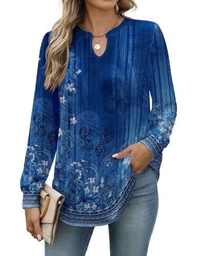 Misakia Women Long Sleeve Tunic Top Fall Fashion Dressy Casual Trendy Shirt Pleated Blouse 2025 - Image 1