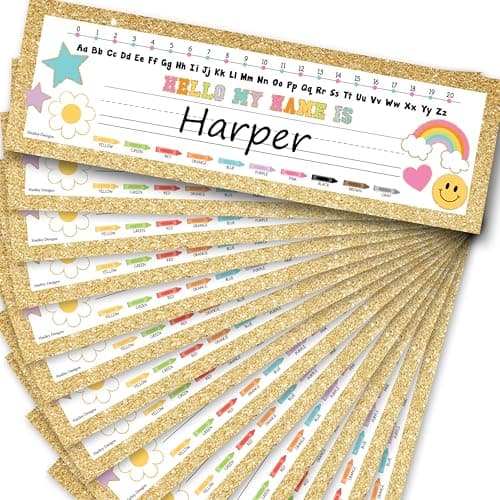 Hadley Designs Desk Name Tags for Classroom –36 Student Name Tags for Desks, 14.5x4.5 Name Plates for Classroom Decor, Teacher Supplies Pastel Nametags, 1st-3rd Grade Kindergarten Preschool Must Haves - Image 1