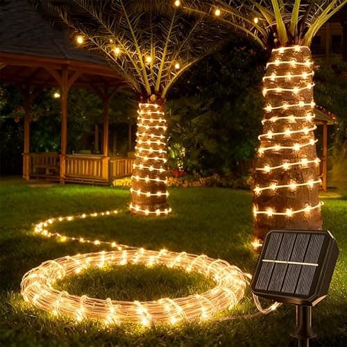 AurNyvaMay Fairy Light Solar Outdoor 33Ft 100 LED Rope Lights for Outside 8 Modes Warm White Solar Fairy Lights for Patio Fence Party Garden Yard Home Holiday Tree Outdoor Decoration - Image 1