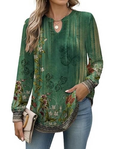 Misakia Women Long Sleeve Tunic Top Fall Fashion Dressy Casual Trendy Shirt Pleated Blouse 2025 - Image 1