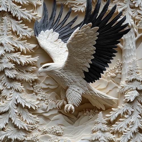 500 Piece Jigsaw Puzzle for Adults, Carved Eagle Design with White Forest Scene, 500 Pieces Eagle Puzzles Perfect for Family Games, Relaxing Entertainment & Home Decor - Image 1