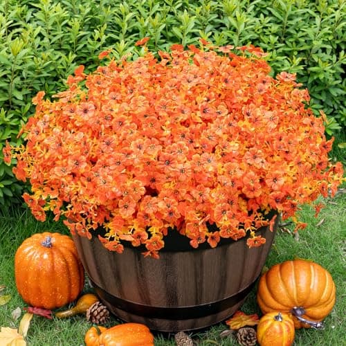 Lnoicy 20 Bundles Artificial Flowers for Outdoor,Faux Plants Decoration,Plastic Flowers for Indoor Garden/Wedding/Farmhouse (Fall Red) - Image 1