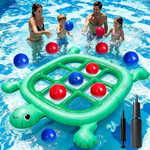 Pool Toys Games Set – Inflatable Tic Tac Toe with 10 Balls, Giant Floating Pool Floats Toy for Kids Adults Teens, Outdoor Summer Beach Lake Party, 2-10 Players, Premium PVC (Hand Pump Included) - Image 1