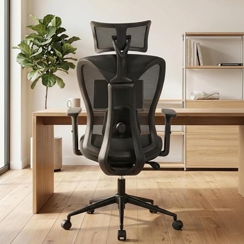 LuxErgo Ergonomic Office Chair, High Back Mesh Desk Chair with Adjustable Headrest Lumbar Support Seat Depth, 300 Lbs Big and Tall, 90-110° Tilt Lock Swivel Rolling Task Chair, Black - Image 1
