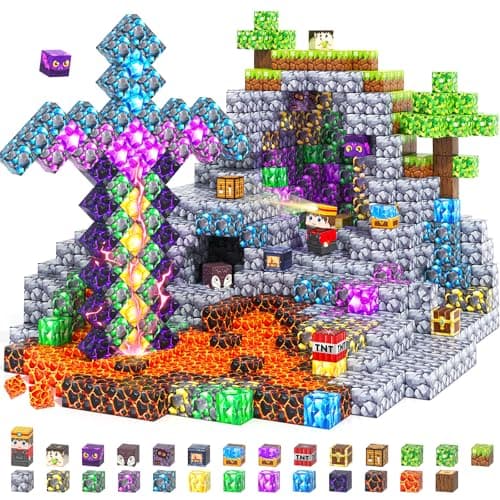 Magnetic Blocks - Build Mine Magnet World Set, STEM Magnetic Building Blocks for Kids Ages 4-6 6-8 8-13, Montessori Sensory Toys for Toddlers, Birthday Toys Gifts for 3+ Years Old Boys & Girls - Image 1
