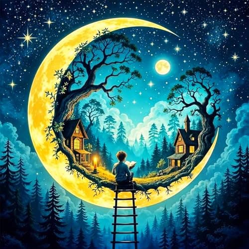 igoodom Diamond Art Kits for Adults, Fantasy Moon Diamond Painting Kit, Full Drill Round Diamond Art Kits, DIY Gem Art and Crafts for Home Wall Decor Gift 14x14inch - Image 1