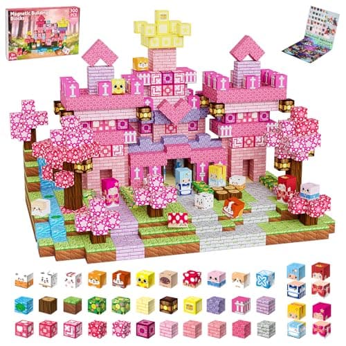 100PCS Magnetic Blocks Building Toys for Kids - 0.8in Magnet Cubes Cherry Blossom Forest Theme Toddler Toys, STEM Preschool Educational Sensory Construction Set, Birthday Gifts for Boys Girls Age 3-8 - Image 1