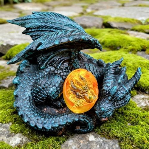U WONDERFUL Solar Dragon Garden Decor - Dragon Statue Outdoor with Egg Light - 6.8 inch Porch Decor & Lawn Ornaments, Perfect Patio Decor, Yard Decorations Outdoor - Image 1