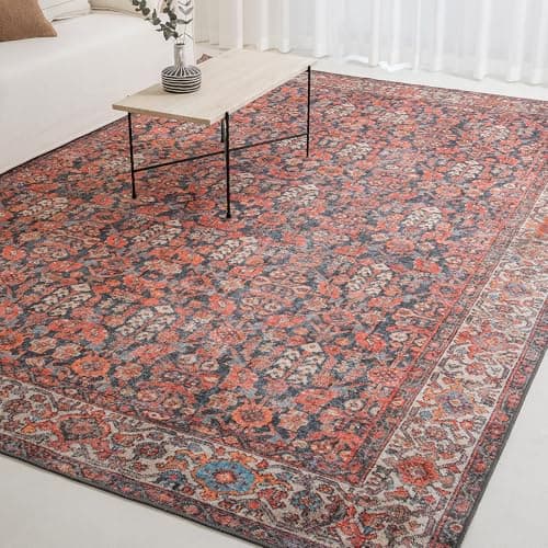 KNOTTING MATTERS Snapdragon 8’3” x 11’6” Area Rug – Terracotta & Warm Coral Heritage Flatweave, Low-Pile – Easy Clean Area Rug – Perfect for Living Room, Dining Room, Bedroom – Pet & Kid Friendly - Image 1