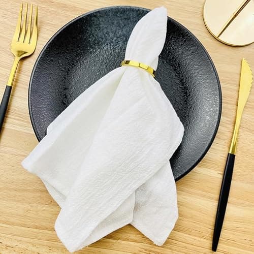 Plobeca Cloth Napkins Set of 12,18x18 Inches White Cotton Blend Napkins Cloth Washable and Reusable for Dinner,Parties,Wedding - Image 1