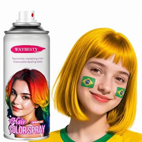 Waybesty Blonde Yellow Hair Spray Temporary for Kids, Women and Men, Washable Yellow Hair DyeOne-Day Gold Hair Wax, Strong Style Spray for for World Cup 2026, Cosplay, Party, Christmas, 4.06 OZ