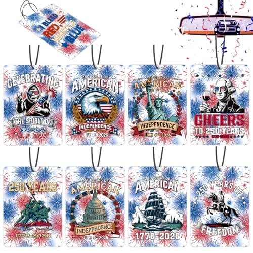 USA 250th Anniversary Ornament Car Air Fresheners Merchandise, Hanging Car Accessories Interior for 250 Year Party Decor American Patriotic Collectors US Citizens 4th of July Decorations Gifts - Image 1