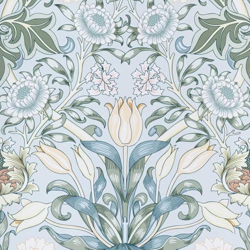 LXCREAT Blue Floral Wallpaper Peel and Stick Vintage Tulip Contact Paper Boho Wall Paper Flower Textured Removable Vinyl Self Adhesive Waterproof for Bedroom Renter Friendly Decor 17.5 in X 118in - Image 1