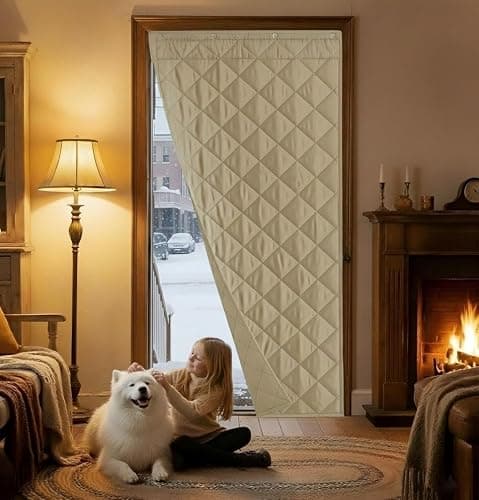 NICETOWN Thermal Insulated Door Curtain, 30"x82" Thick Draft Stopper with 3 Hanging Ways, Keep Warm in Winter, Easy Install for Doorway, Old House, Sliding Door, Taupe, 1 Panel - Image 1