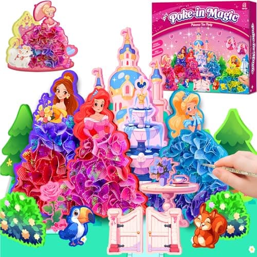 OHARLOBE Poke in Magical Princesses, Christmas Birthday Gifts for 3 4 5 6 7 8 9 Year Old Girls, No Mess Girls Toys Age 6-8, DIY Arts and Crafts for Kids 4-6, Creative Activity Travel Toy - Image 1