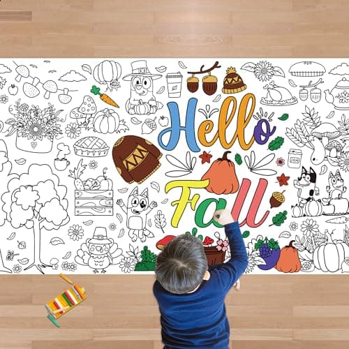 JXSDWANG Fall Giant Coloring Poster/Tablecloth - Fall Decorations for Home - 30 x 72 Inches Jumbo Paper Coloring Banner - Kids Crafts Activities Gifts Games Party Favors Birthday Decorations - Image 1