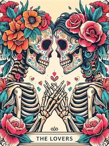 ijbnhd Skull Diamond Painting Kits for Adults 5D Valentine Diamond Art Kits for Adults Full Drill Diamond Painting Lovers Gem Art and Crafts Home Decor 12x16inch - Image 1