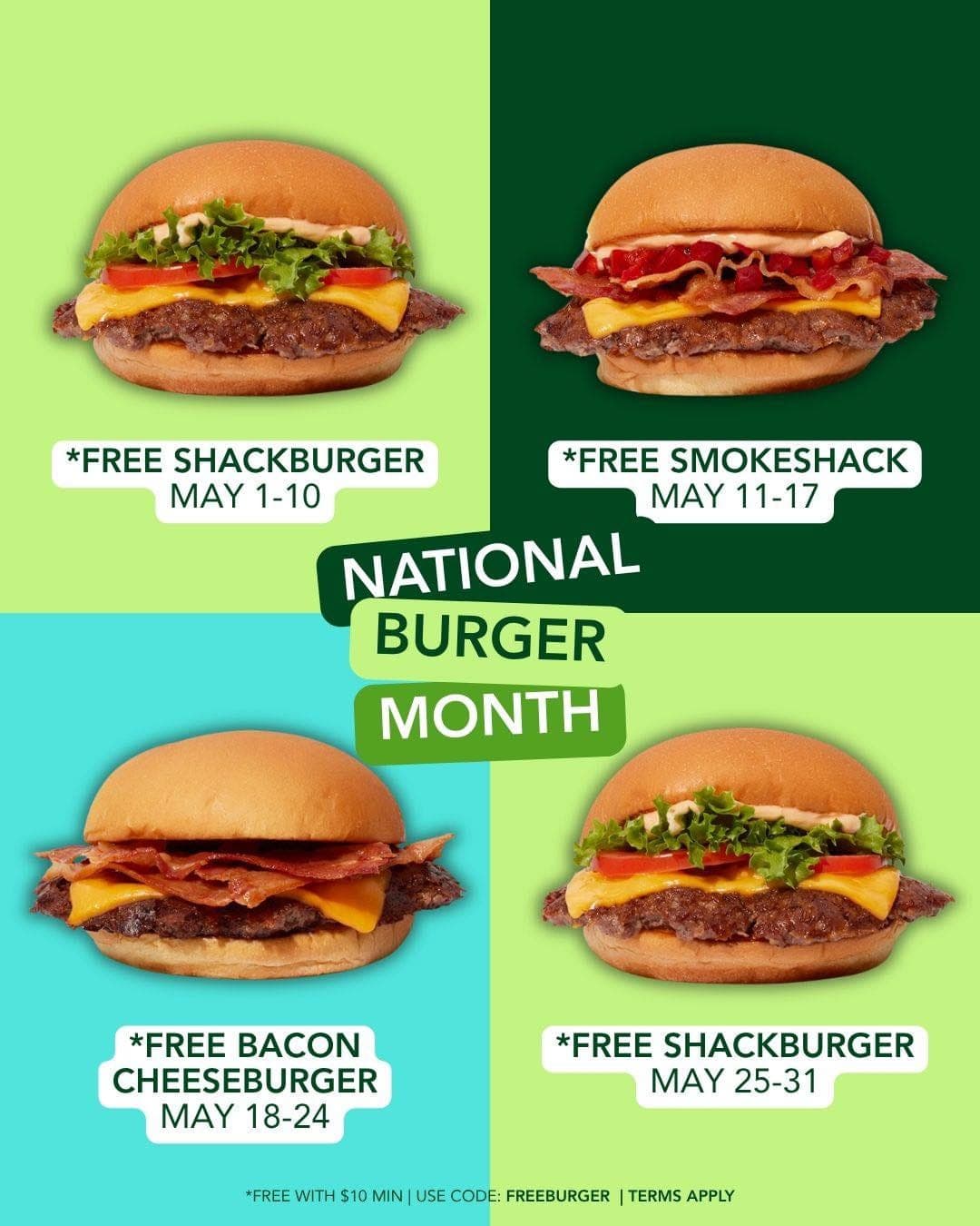Shake Shack is giving away a free burger all month long