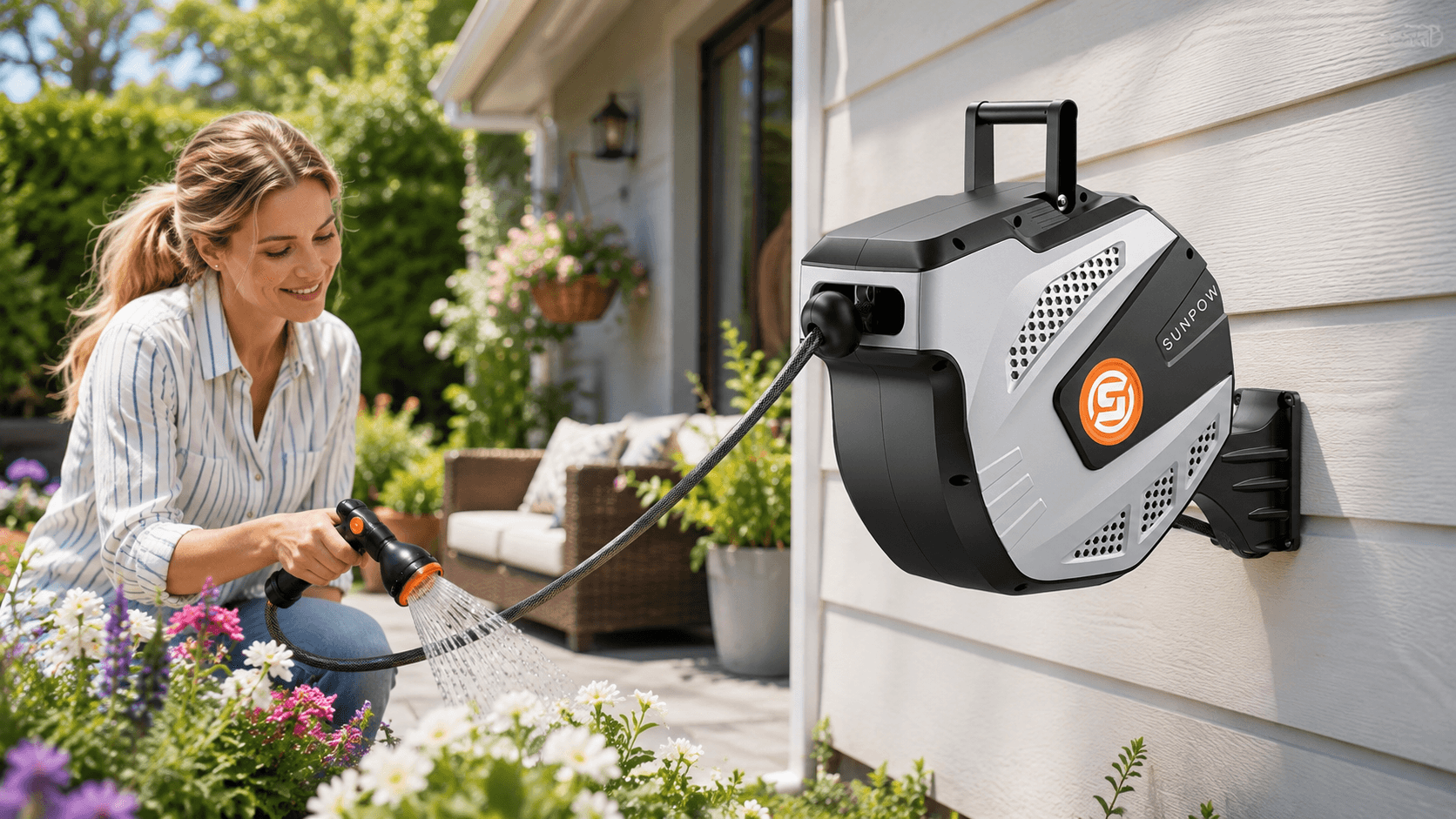 Retractable Garden Hose Reel Under $60 on Amazon