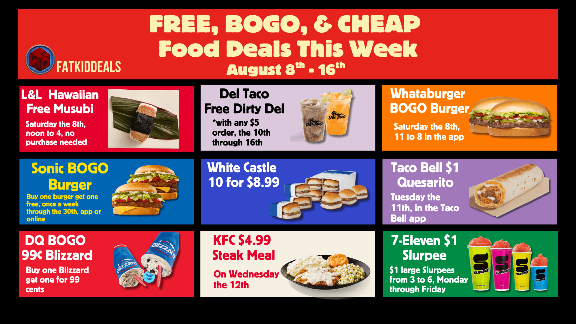 Free, BOGO, and Cheap Food Deals This Week: August 8-16
