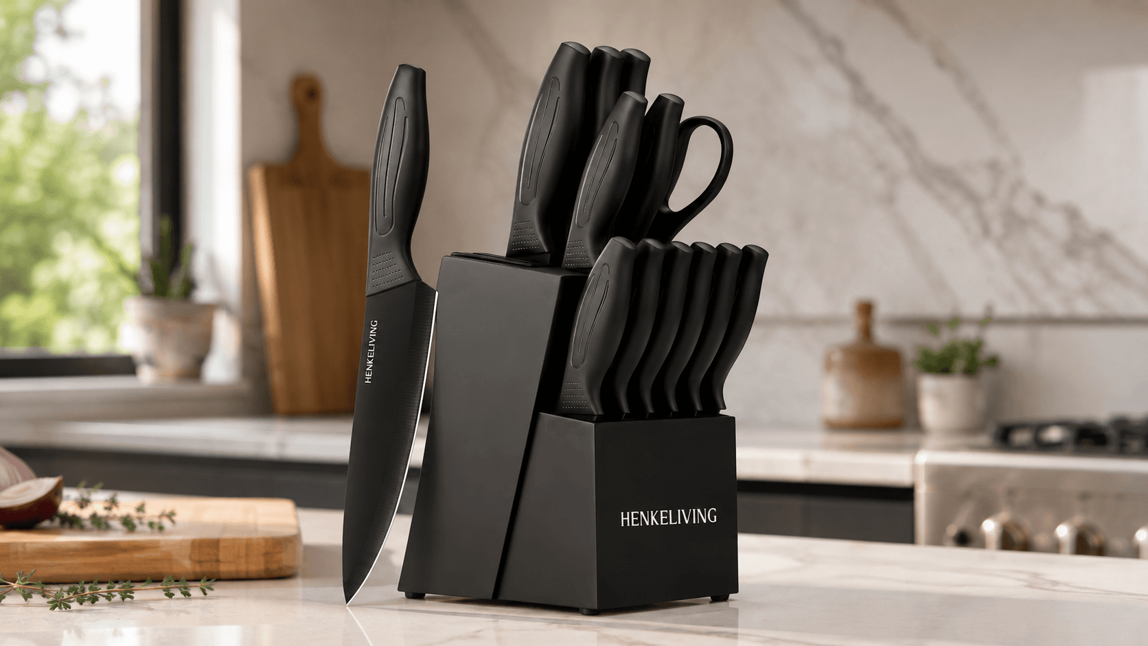 14-Piece Kitchen Knife Set With Built-In Sharpener Is 50% Off
