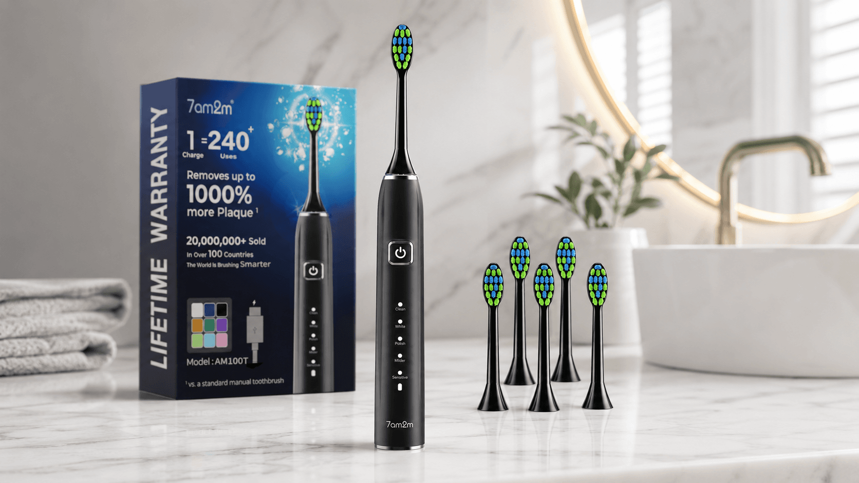 Sonic Electric Toothbrush With 6 Replacement Heads Is Just $9.85