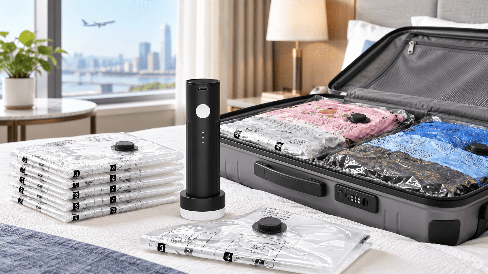 12-Pack Travel Vacuum Bags With Cordless Pump Is 60% Off